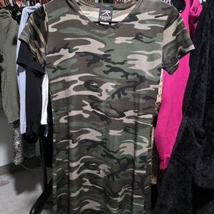 Rothco Woodland Camo Tee Dress in Green and Brown